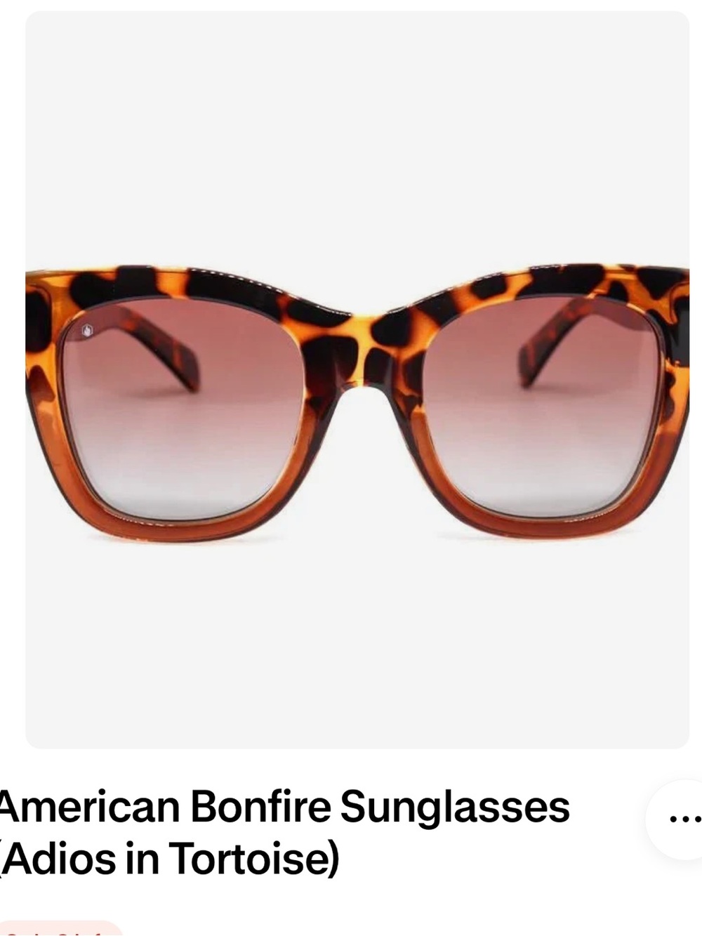 American Bonfire sunglasses, adios style tortoise shell frames, gradient lenses